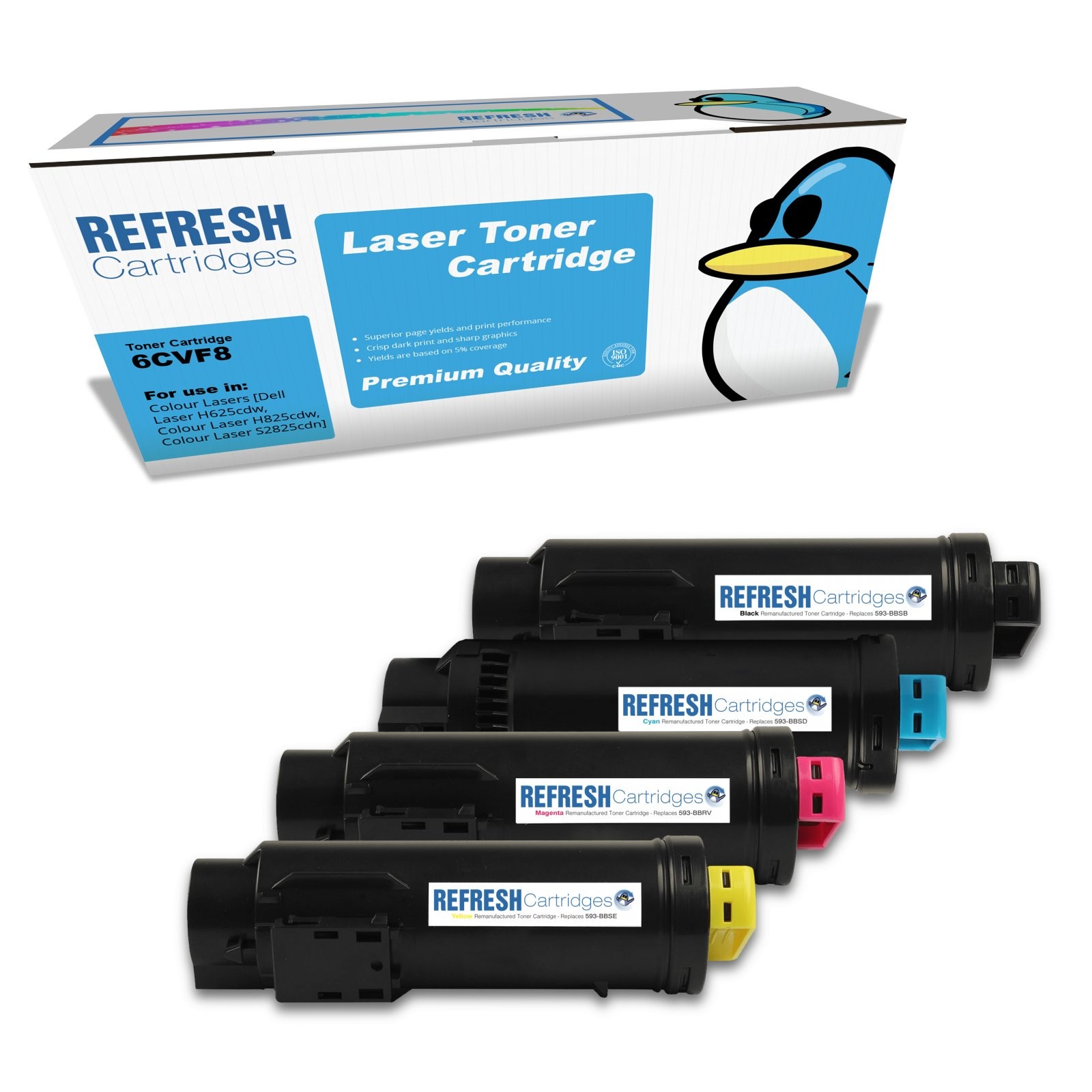 Refresh Cartridges Full Pack S2825/H825/H625 Toner Compatible With Dell Printer