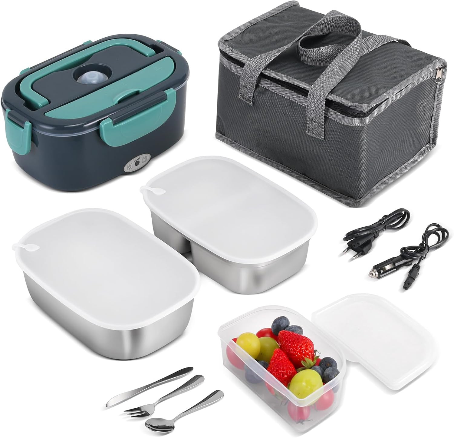 Scaldavivande Elettrico 80W Portatile - Schiscetta Acciaio Inox 1.5L
