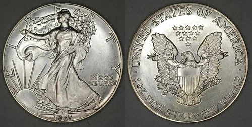 1987 American Silver Eagle 1 ounce .999 fine uncirculated