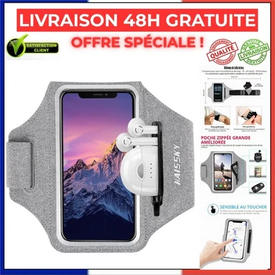 Brassard téléphone sport réglable avec poche HAISSKY jusqu'à 6,9" - Photo 1/4