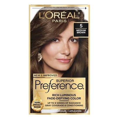 L'Oreal Paris Superior Preference Luminous Permanent Hair Color, Medium Brown 5
