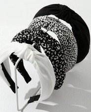 NonSlip Knotted Headbands Women Wide Top Knot Hairbands Black White Leopard