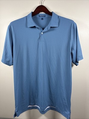 Peter Millar Crown Crafted Men's XL Blue Short Sleeve Golf Polo Floral Print