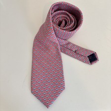 Vineyard Vines Mens Neck Tie Silk Pink/Blue Shark Fish 60"x3.5"