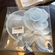 Fascinator Light Blue Feather Flower Hair Clip Church Wedding Party Headwear New