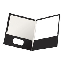 Oxford Laminated Twin-Pocket Folders, Letter Size, Black, Holds 100 Sheets, B...