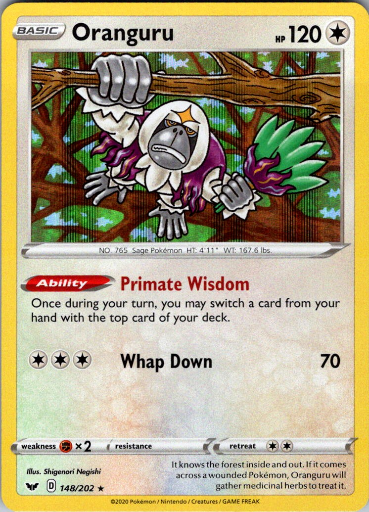 Oranguru 148/202 Holo Rare SWSH01: Sword & Shield Base Set Holofoil NM