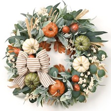 2Pcs 22'' Fall Wreaths for Front Door, Fall Decor for Home Autumn Wreath