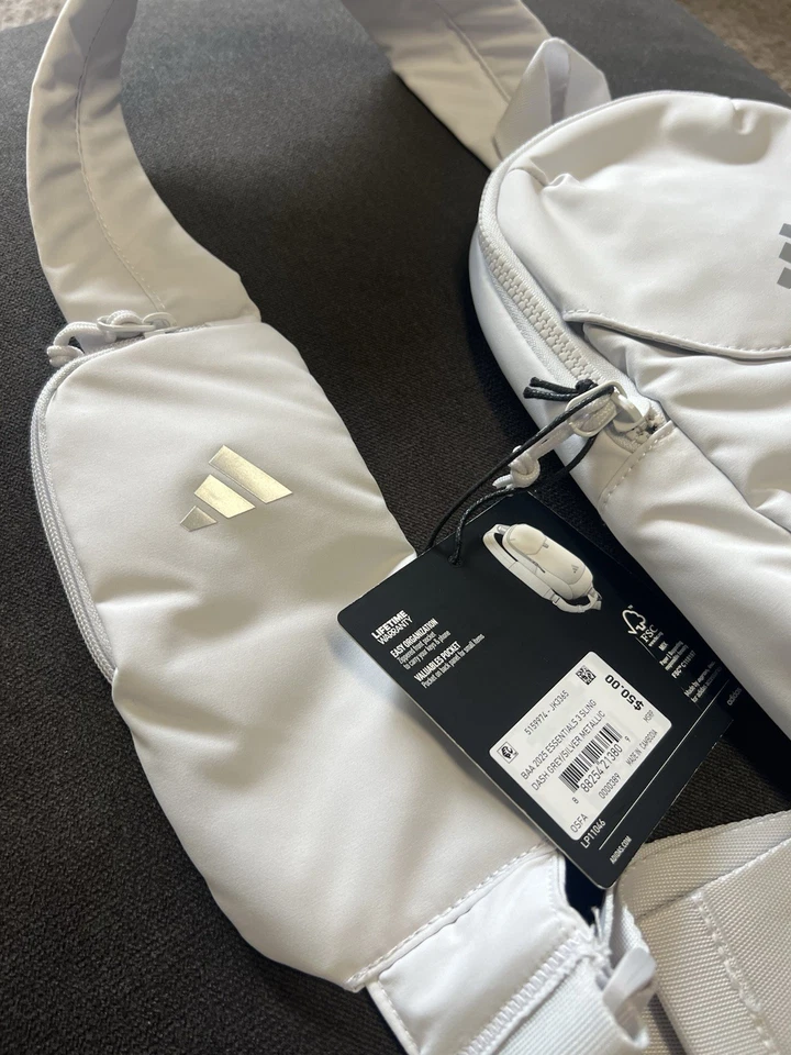 Adidas Boston Marathon 2025 129th Sling Bag Gray Zipper Pocket Run Essentials 3 - Image 3 of 4