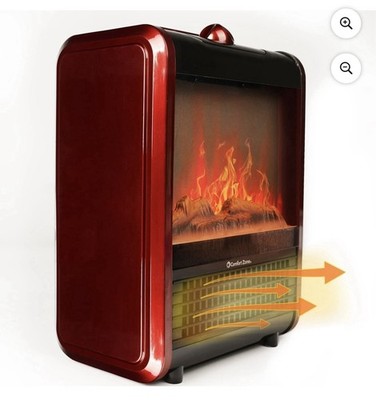 Comfort Zone Electric Fireplace Space Heater Realistic 3D Flame Red Pre Owned