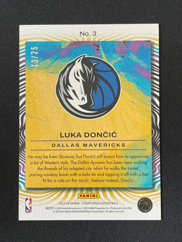 Luka Doncic 2023-24 Panini Court Kings Dressed To Impress Jade 13/25 #3 - Image 2 of 2
