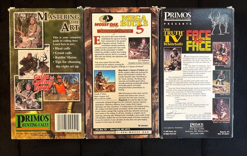 12 Deer Hunting VHS Lot Primos The Truth Mossy Oak Mega Big Bucks Guide Calling - Picture 3 of 7