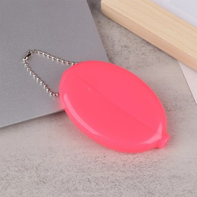 RUBBER SQUEEZE OVAL COIN PURSE MENS WOMENS MONEY HOLDER WALLET 