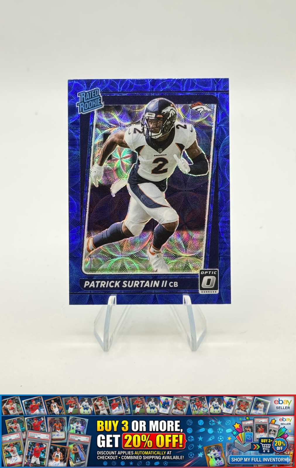 2021 Donruss Optic Patrick Surtain II Rookie #244 Blue Scope Prizm Broncos RC