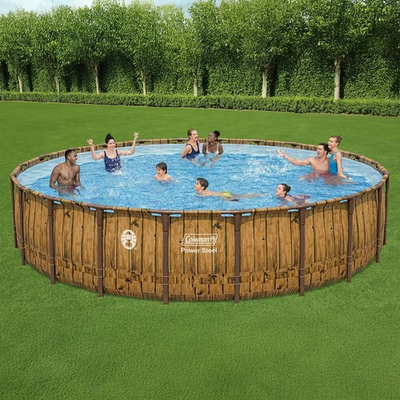 #ad Coleman Power Steel 22#x27; x 52quot; Round Metal Frame Above Ground Pool Set $989.30