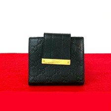 Rare Item GUCCI Shima GG Pattern Logo Hardware Plate Leather Leather Folded