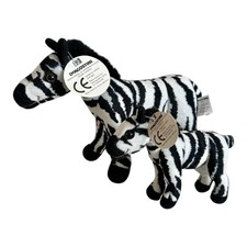 DeAgostini Zebra Soft Toy Dad & Baby Plush 7" & 4" Tags Named Zak & Zane
