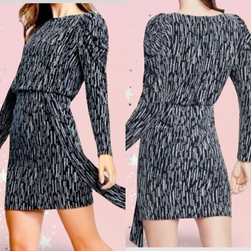 Aidan Mattox новый без ЯРЛЫКОВ Sz 0 черный и серебро бисером коктейльное и платье носили один раз - Изображение 2 из 4