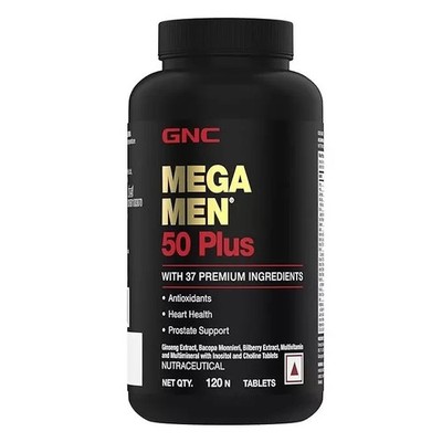GNC Mega Men 50 Plus Multivitamin | 120 Tablets | 37 Premium Ingredients FS