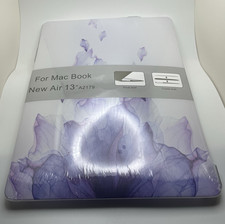 Mac Book New Air 13" Hard Case  Keyboard Cover - New Purple Art Floral Wave