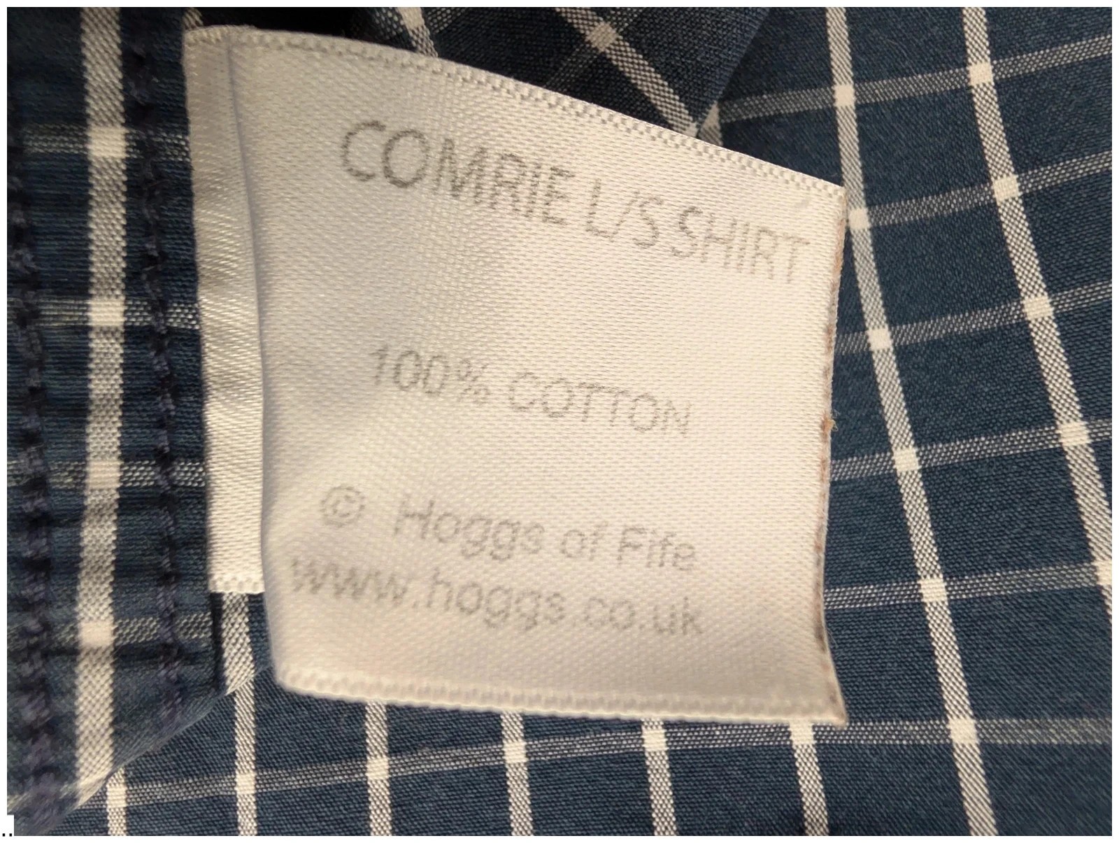 Hoggs of Fife navy checked long sleeve button shirt. Mens Medium. DN3881 image 4