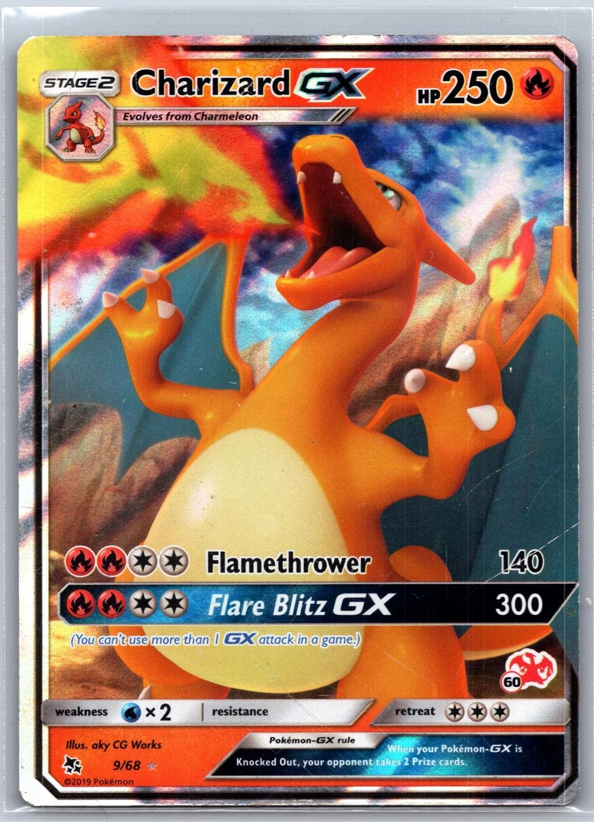 Charizard GX 9/68 Holo GX Rare Hidden Fates Pokemon Lightly Played