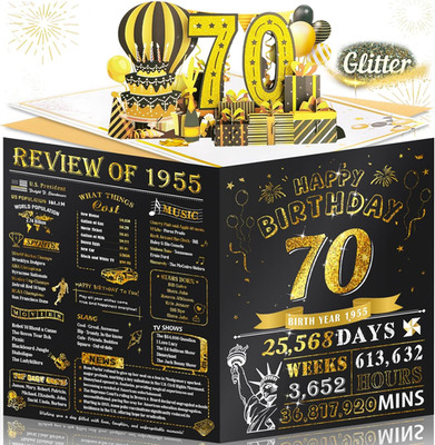 70th Birthday Card for Women Men, Jumbo 3D Pop Up 70th Bday Card for Mom Dad, Ha
