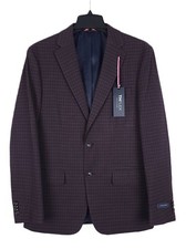Tommy Hilfiger Men's Modern-Fit Flex Stretch Sport Coat Purple Check 40R NWT