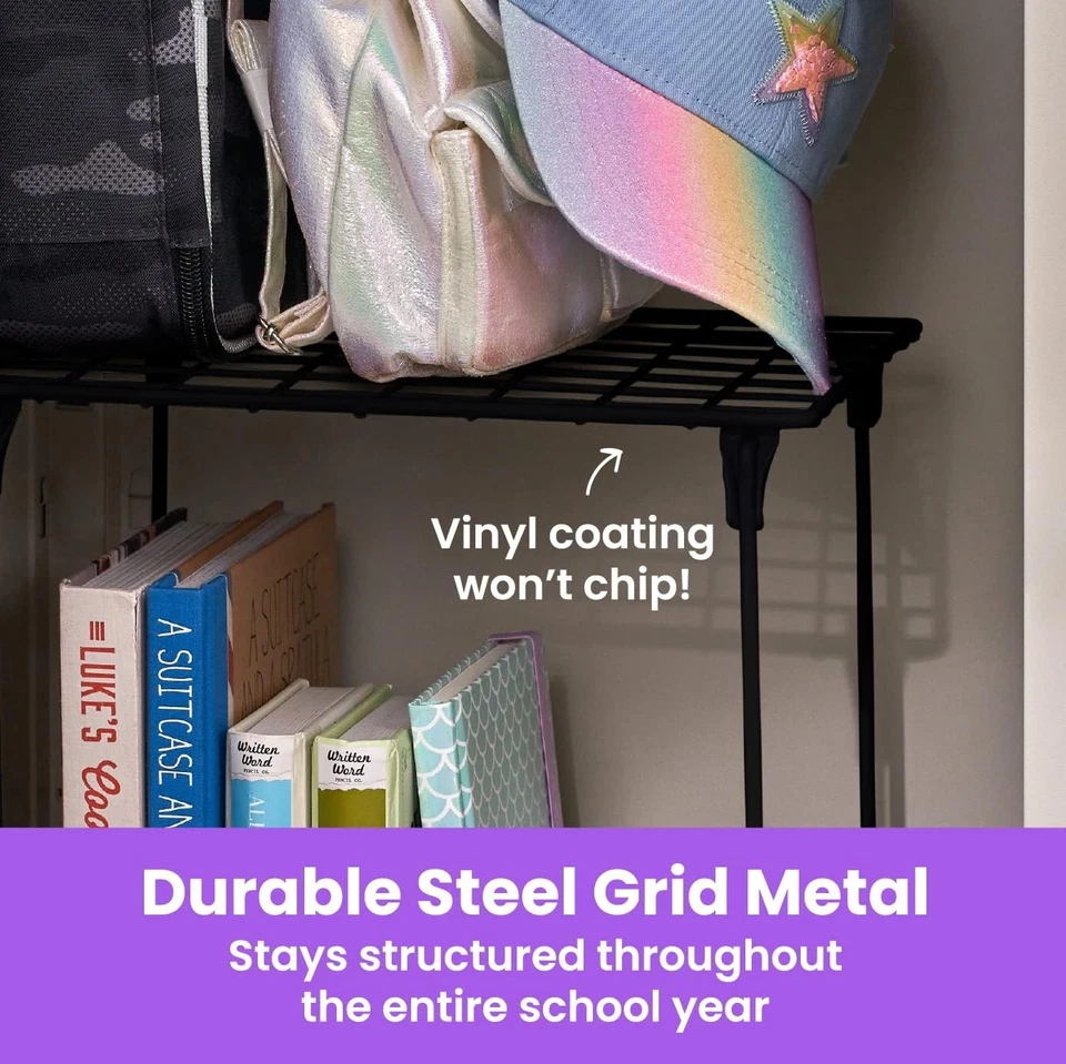 Stac-A-Shelf Organizer, Extra Tall, Stackable Black Shelf for Standard School - Image 3 of 4