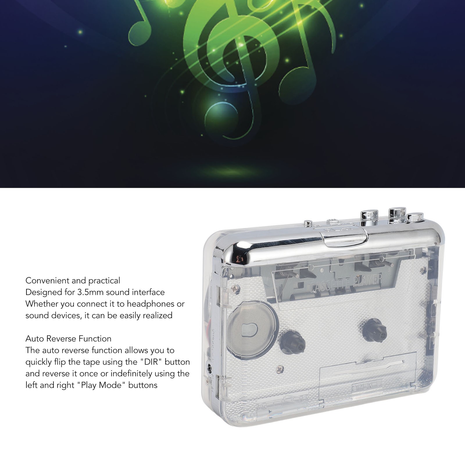 Cassette To MP3 Converter Multifunctional Stereo Sound 3.5mm Jack Portable T
