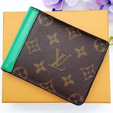 Louis Vuitton Monogram Macassar Multiple Bifold Wallet Brown Green Without Box