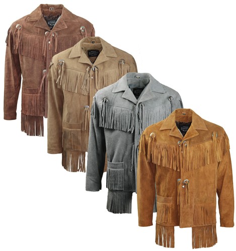 Mens Suede Leather Motorcycle Western 