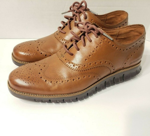 Cole Haan ZEROGRAND WINGTIP British Tan Men's Oxfords Leather Size 9.5 C29411 for sale online