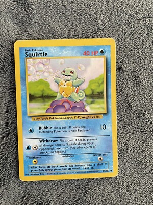 SUPER RARE Squirtle 63/102 Pokémon card VINTAGE