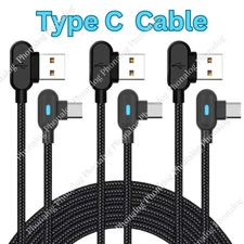  3/6Ft 90 Degree Right Angle USB C Fast Charger Cable Lot Type C For Samsung LG