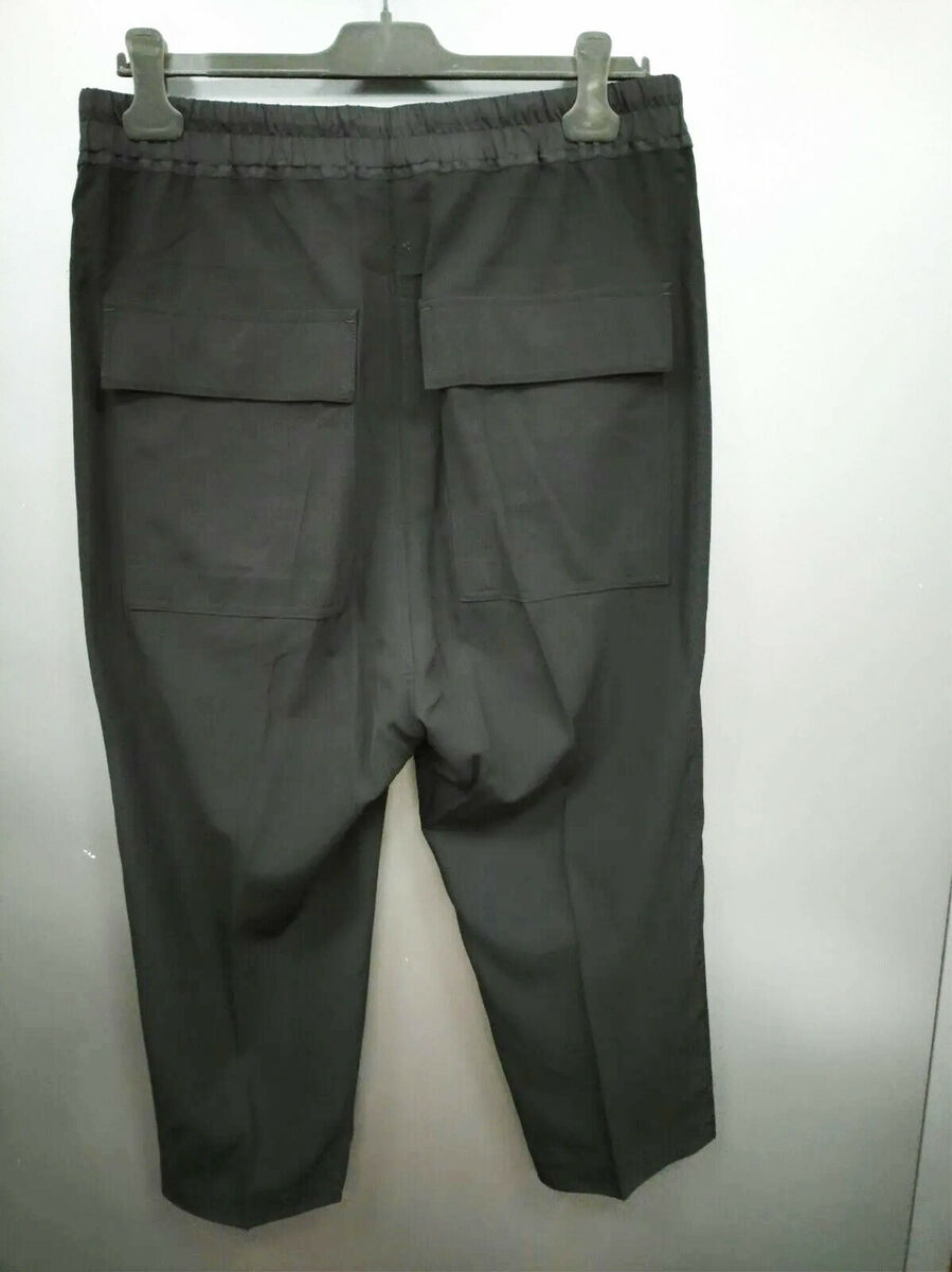 RICK OWENS Black Wool Drawstring Drop Astaires Cropped Pants SS18