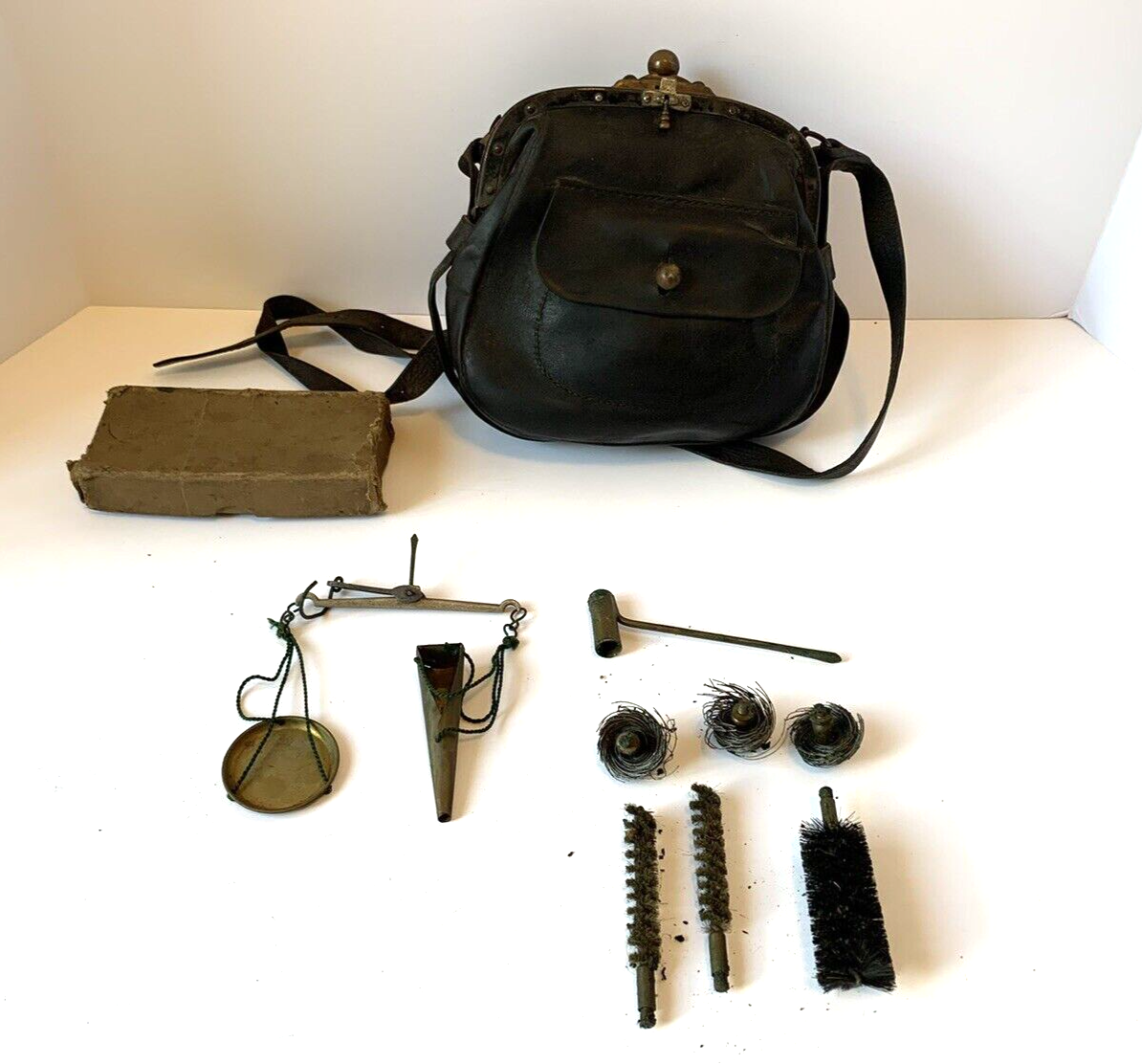 VERY OLD GERMAN LEATHER GUN CLEANING BAG w CLEANING TOOLS eBay