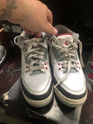 NIKE AIR JORDAN 3 RETRO GS 2013 WHITE/BLACK/FIRE RED 398614 