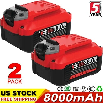 2x V20 8 Ah For Craftsman 20Volt MAX Lithium-ion Battery CMCB204 CMCB202 CMCB206