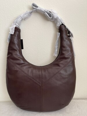 New with Tags FRYE Gina Leather Hobo Shoulder Bag $398 Brown