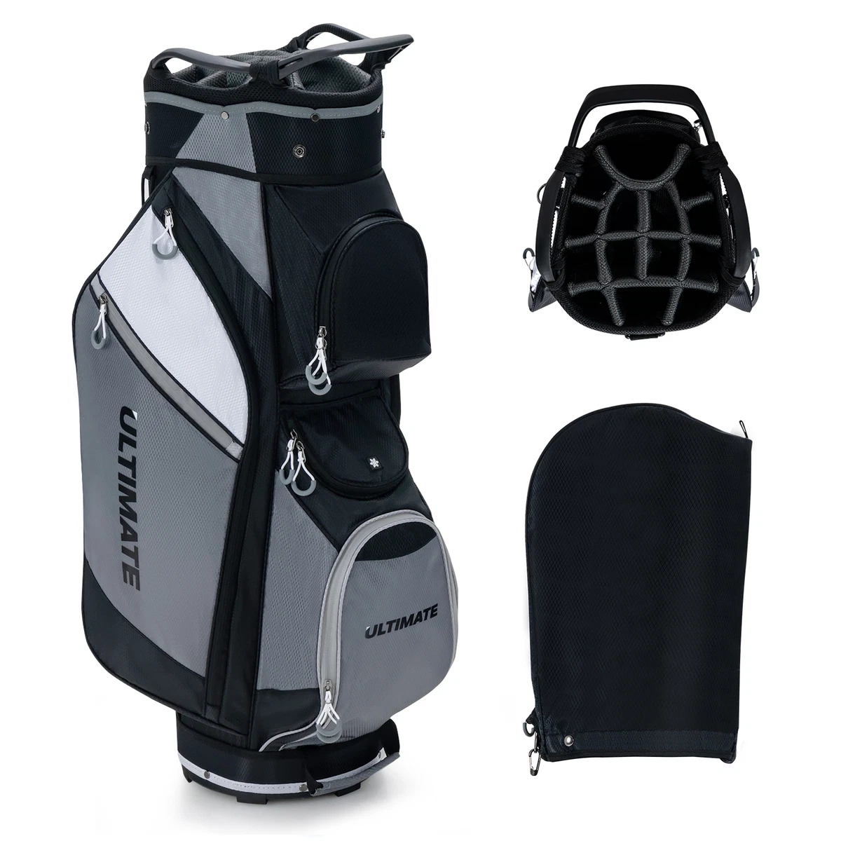 Gymax 9.5 Golf Cart Bag w/14 Full-Length Divider Rain Hood Cooler Bag 8  Pockets 