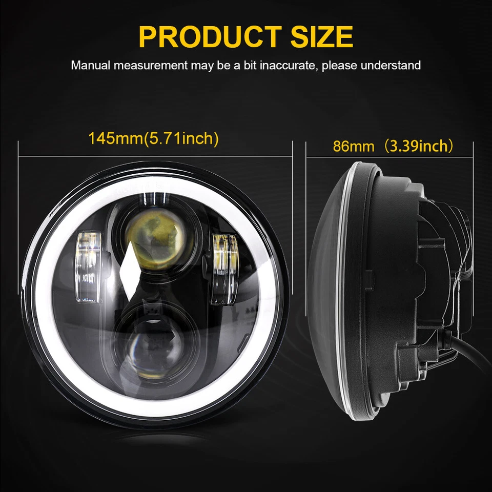 5.75" 5-3/4" Round LED Headlight for GMC C15/C1500 61-70 1971 1972 Pickup C2500 - Image 2 of 4