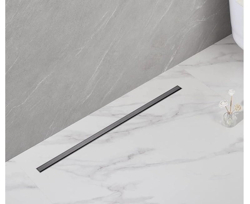 SUBMARINE Linear Shower Drain 24 Inch, Ultra-Narrow Stainless Stl Linear Drain,