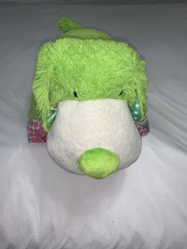 RARE Pillow Pets Neon Lime Green Puppy 