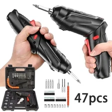 47pcs Cordless Screwdriver Kit Drill Set Electric USB Rechargeable Power Battery
