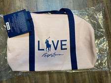 LOVE Ralph Lauren Duffle Bag With Handles And Shoulder Strap, Pink & Blue NEW!