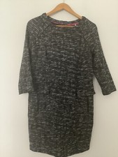 Joules Esther Dress Size 10 Tweed Style Woven Shift Black Flex Pockets