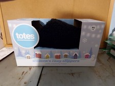 Totes Women  s Size Medium 7/8 Cozy Slippers w/ Memory Foam Furry Black
