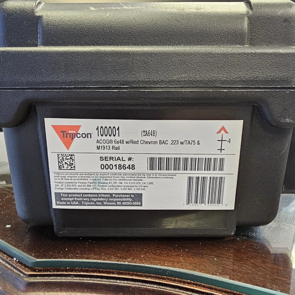 Mira para rifle Trijicon 6x48 ACOG roja Chevron BAC .223 con riel TA75 y M1913 Foto 3 de 4
