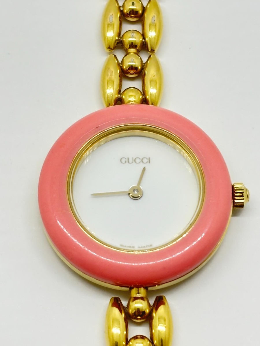 Near Mint] GUCCI 11/12.2 Change Bezel Watch Pink Dial Quartz